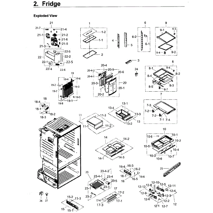 Fridge Diagram and Parts List for RF263TEAEWW AA-04 Samsung Refrigerator
