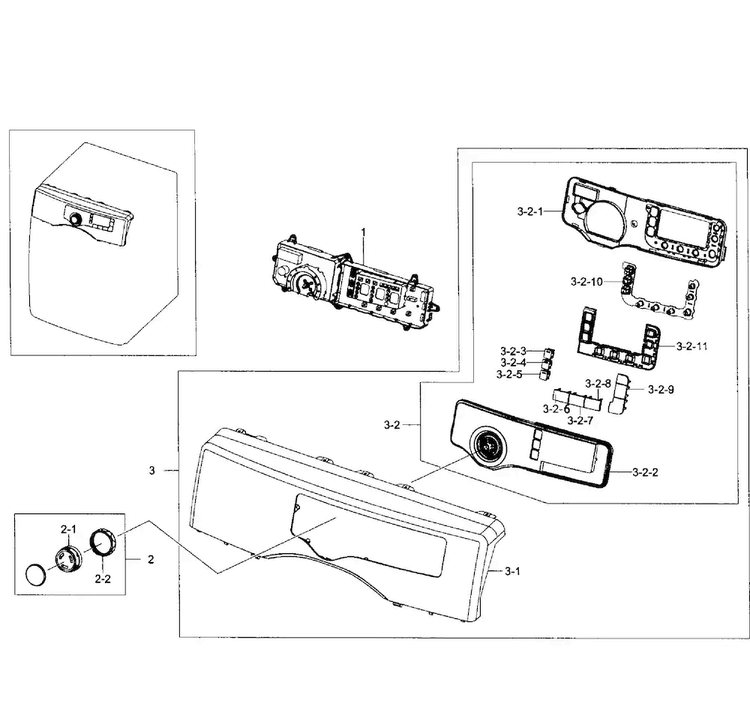 Control Panel Diagram and Parts List for DV361GWBEWR A3-0001 Samsung Dryer