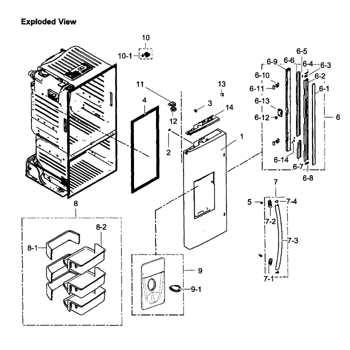 Left Door Diagram and Parts List for RF261BEAESP AA-01 Samsung Refrigerator
