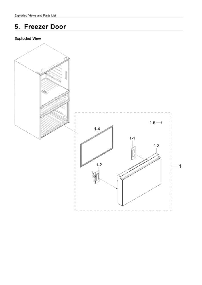 Freezer Door Parts Diagram and Parts List for RF23M8070DT AA-00 Samsung Refrigerator