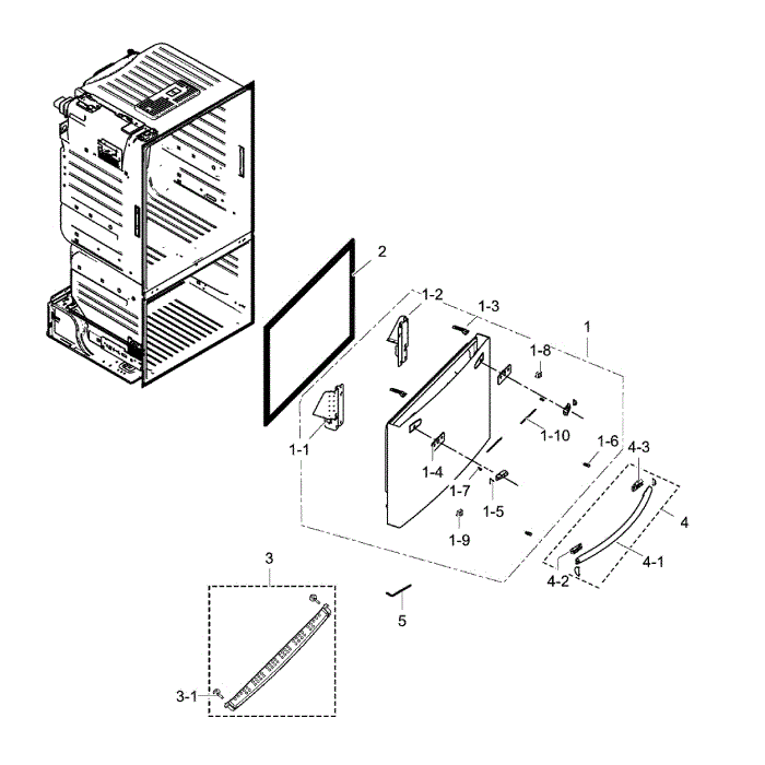 Freezer Door Diagram and Parts List for RF28HFEDBSR AA-00 Samsung Refrigerator