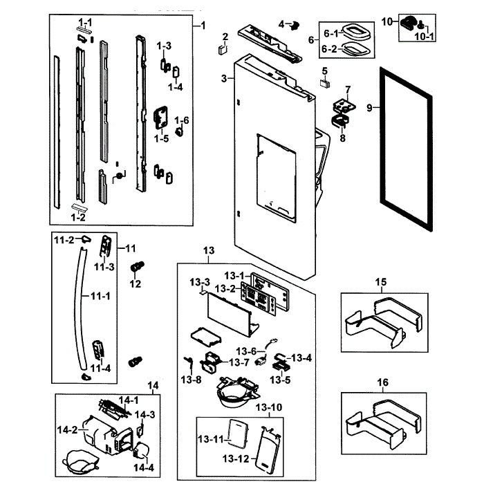 Left Door Diagram and Parts List for RF263BEAESR AA-00 Samsung Refrigerator