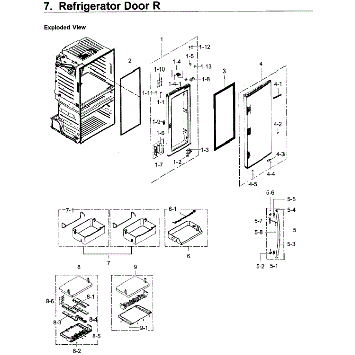 Fridge Door R Diagram and Parts List for RF28JBEDBSR AA-00 Samsung Refrigerator