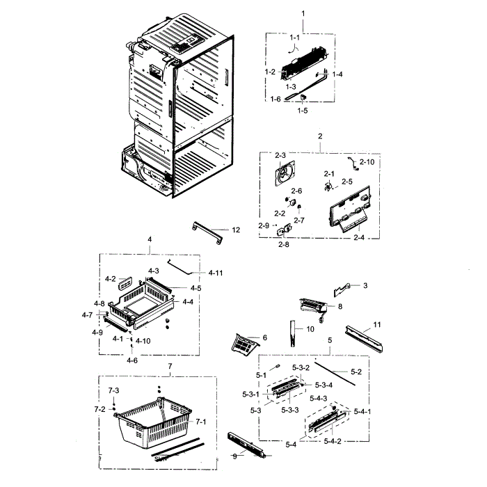 Freezer Diagram and Parts List for RF23HCEDBWW AA-07 Samsung Refrigerator