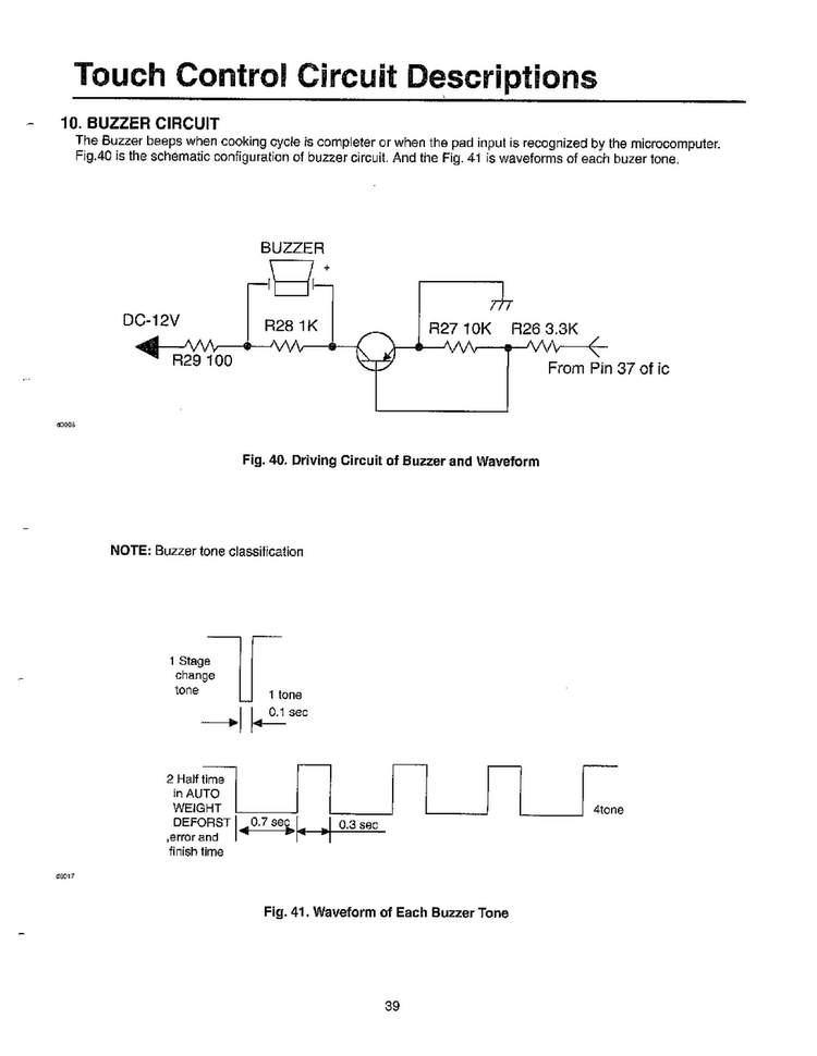 Touch Control Circuit Descriptions Page 9 Diagram and Parts List for MW5720W XAA Samsung Microwave
