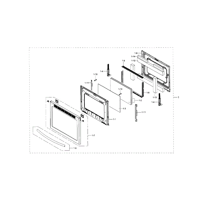 Door Assembly Diagram and Parts List for NX58H9950WS AA-00 Samsung Range