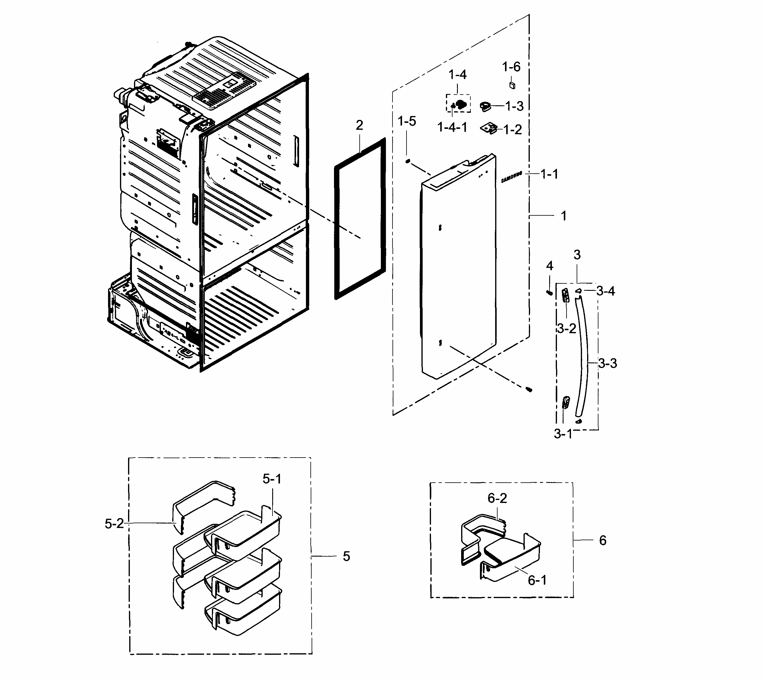 Fridge Door R Diagram and Parts List for RF23HCEDBWW AA-0006 Samsung Refrigerator