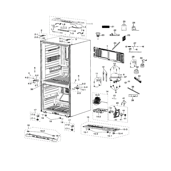Cabinet Diagram and Parts List for RF18HFENBSP AA-00 Samsung Refrigerator