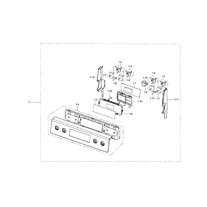 Control Panel Diagram and Parts List for NE595R1ABSR AA-02 Samsung Range