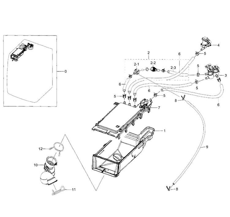 Housing Drawer Diagram and Parts List for WF350ANR XAA-0003 Samsung Washer