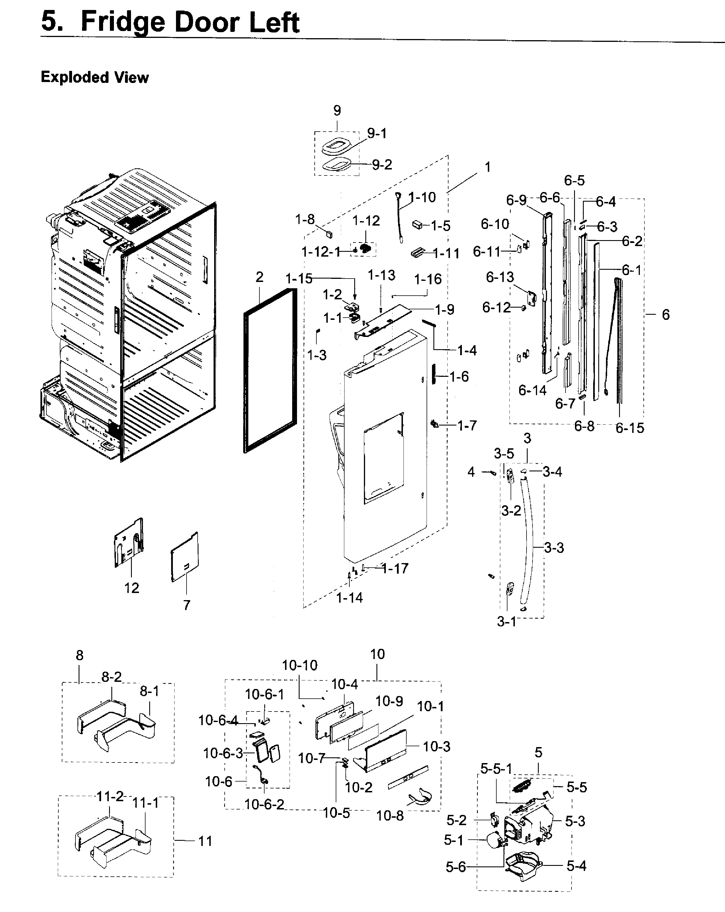 Fridge Door L Diagram and Parts List for RF23HTEDBSR AA-0007 Samsung Refrigerator