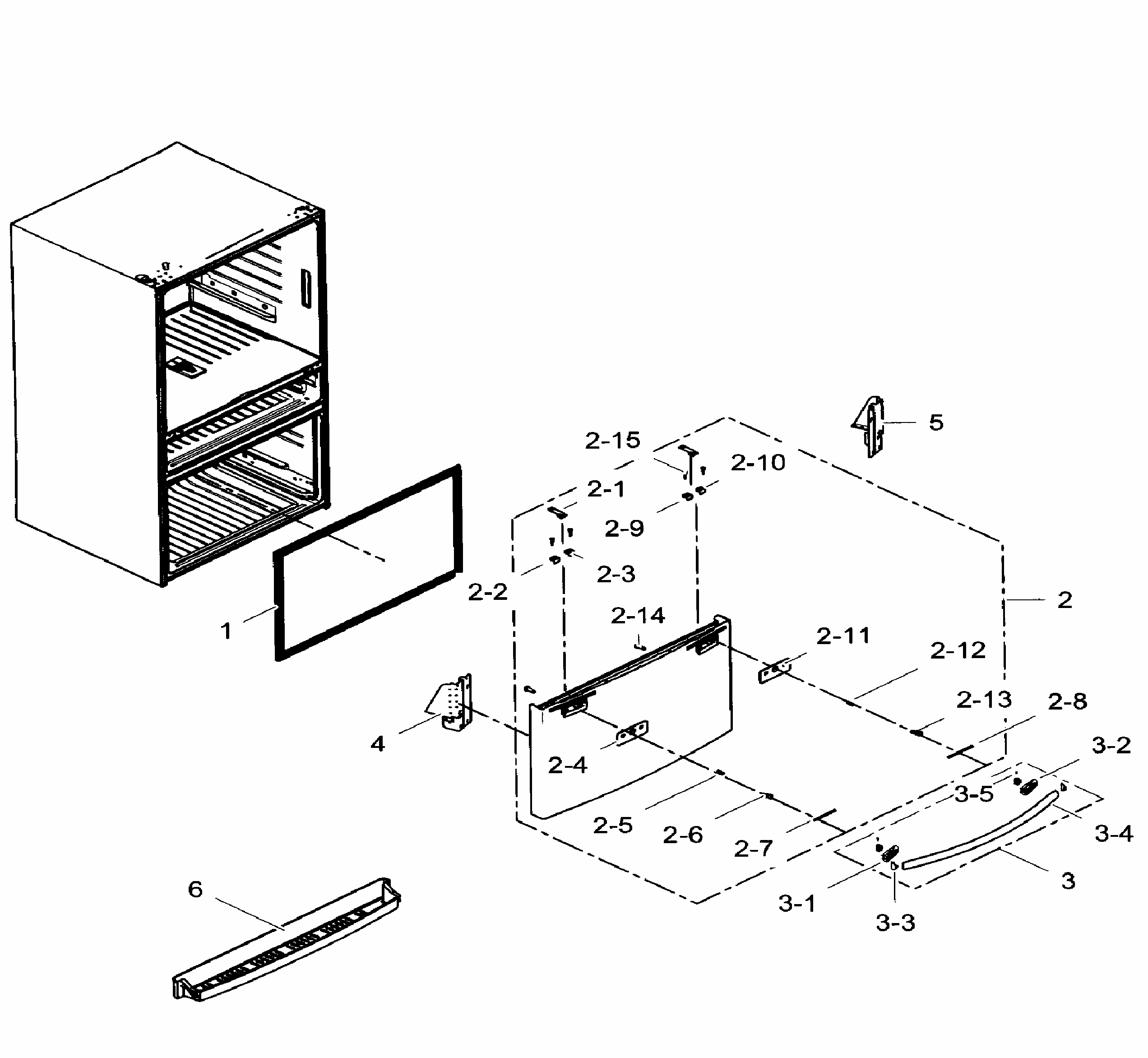 Freezer Door Diagram and Parts List for RF31FMEDBWW AA-0004 Samsung Refrigerator