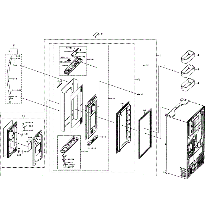 Right Fridge Door Diagram and Parts List for RF22NPEDBSR AA-01 Samsung Refrigerator
