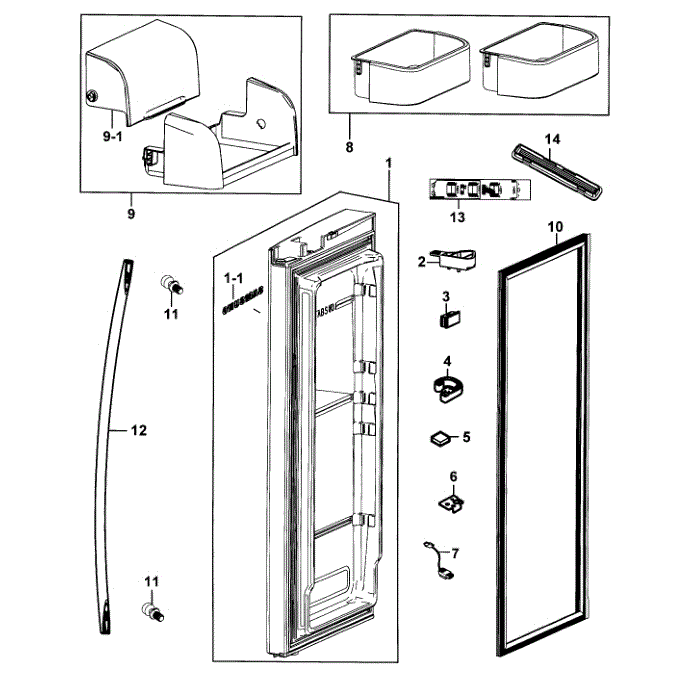 Fridge Door R Diagram and Parts List for RF268ACRS XAA-00 Samsung Refrigerator