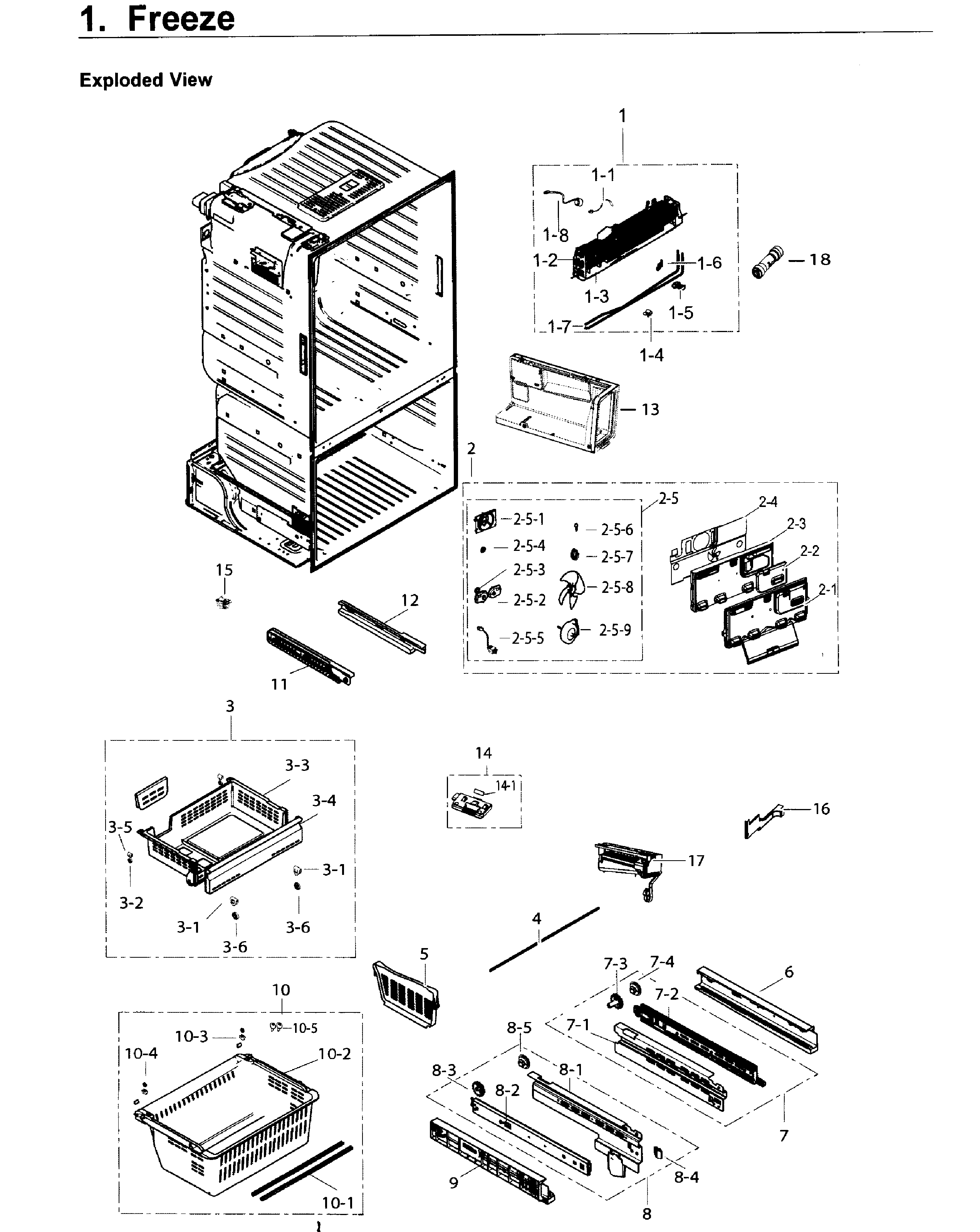 Freezer Diagram and Parts List for RF263BEAESP AA-0004 Samsung Refrigerator
