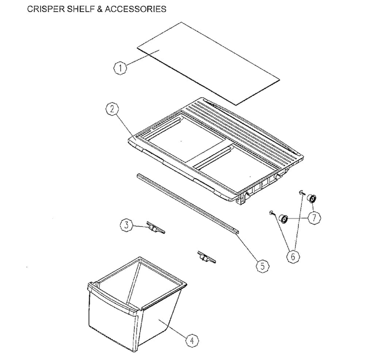 Crisper Diagram and Parts List for 11171215610  Kenmore Refrigerator