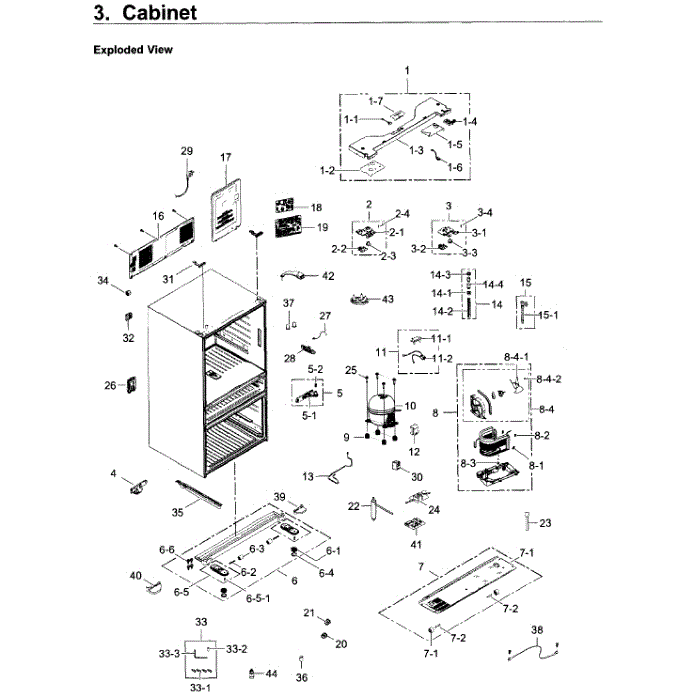 Cabinet Diagram and Parts List for RF22KREDBSG AA-04 Samsung Refrigerator
