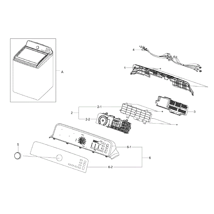 Control Panel Diagram and Parts List for WA456DRHDWR AA-00 Samsung Washer
