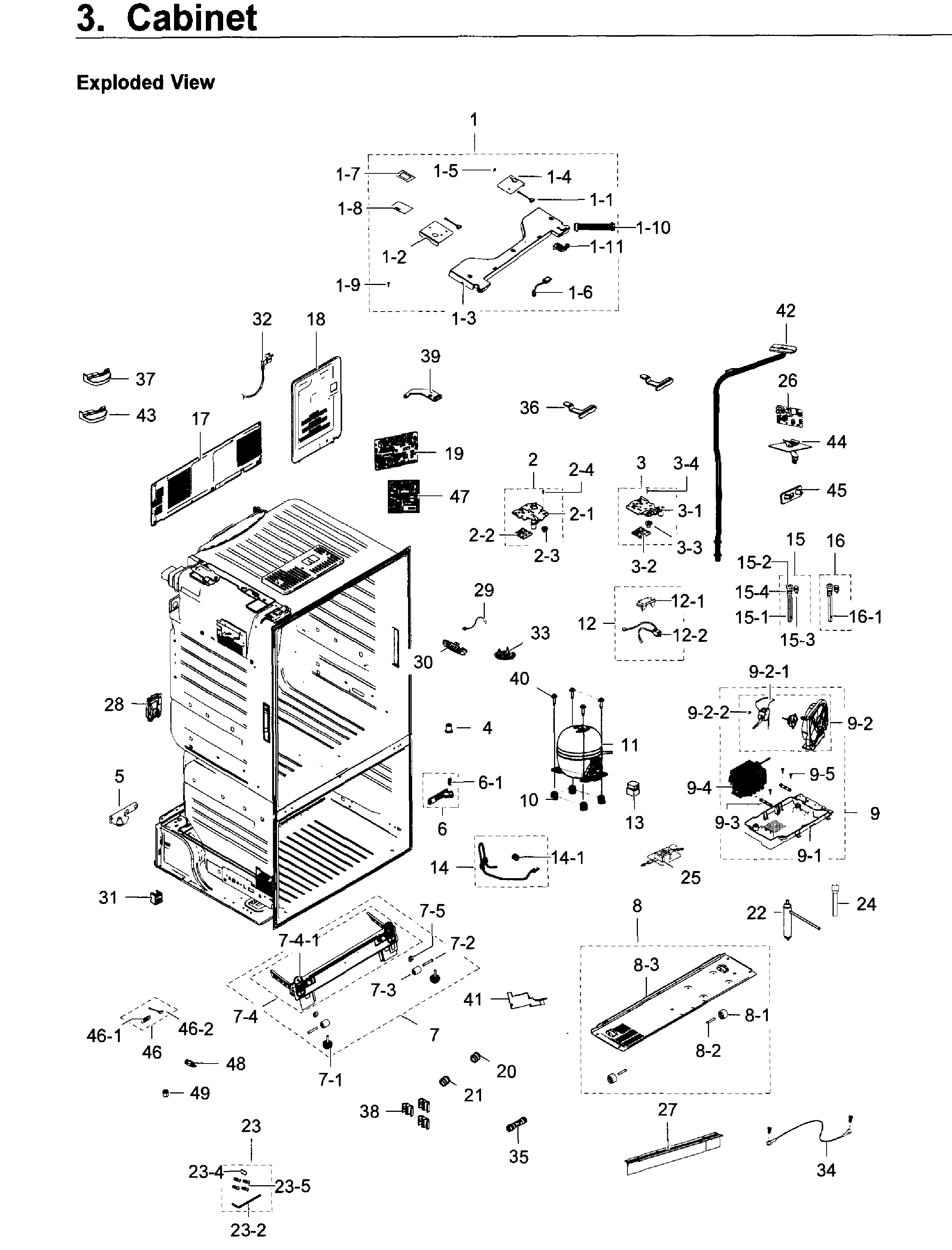 Cabinet Diagram and Parts List for RF23HTEDBSR AA-0008 Samsung Refrigerator
