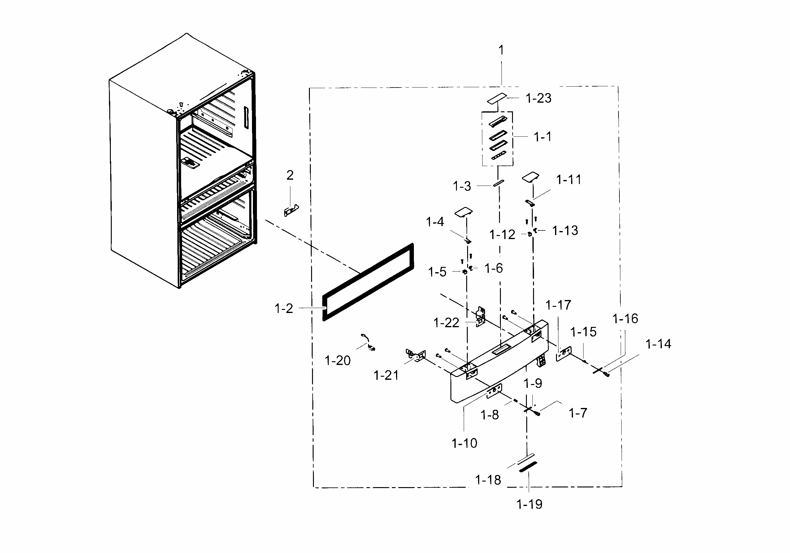 Flexzone Door Diagram and Parts List for RF31FMESBSR AA-0003 Samsung Refrigerator