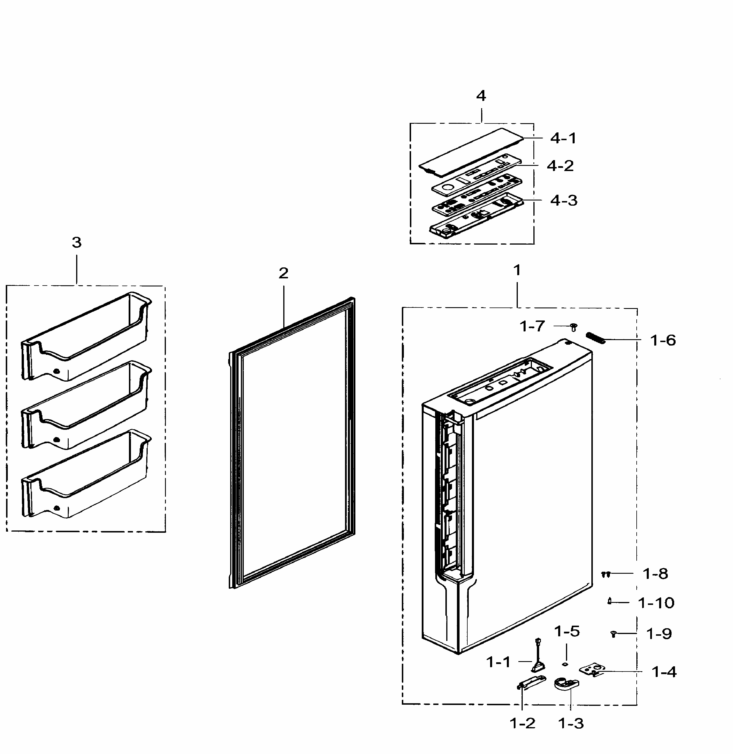 Freezer Door Right Diagram and Parts List for RF34H9960S4 AA-0003 Samsung Refrigerator