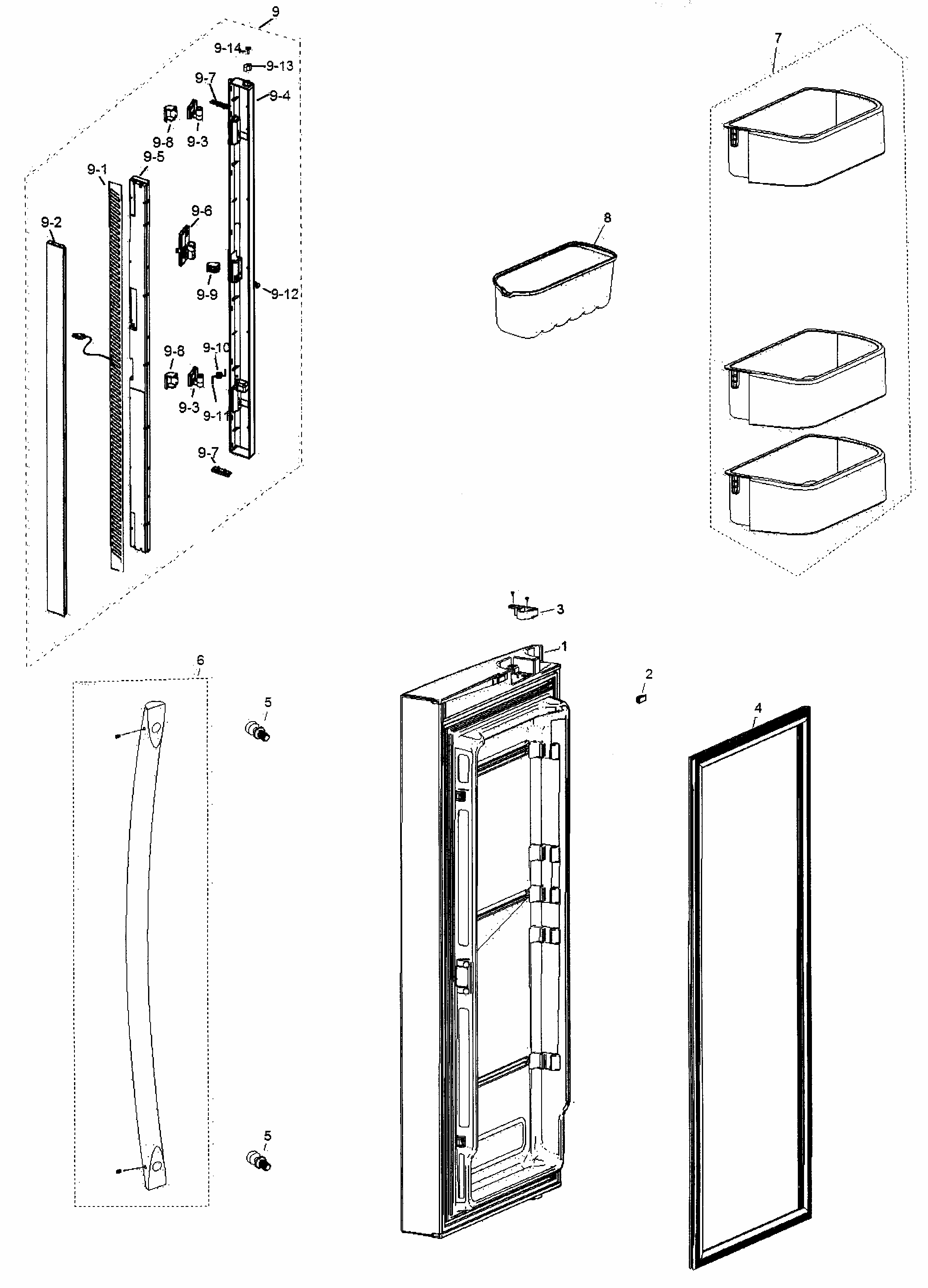 L Friger Door Diagram and Parts List for RF266AEBP XAA-0000 Samsung Refrigerator