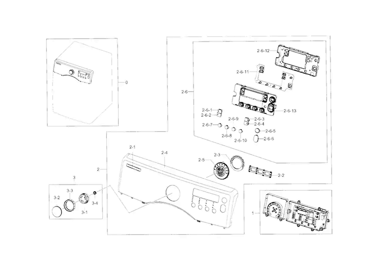 Control Panel Diagram and Parts List for DV331AGR XAA-0001 Samsung Dryer