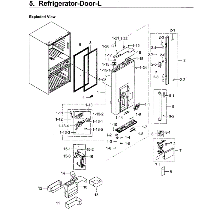 Fridge Door Lt Diagram and Parts List for RF23M8090SG AA-00 Samsung Refrigerator