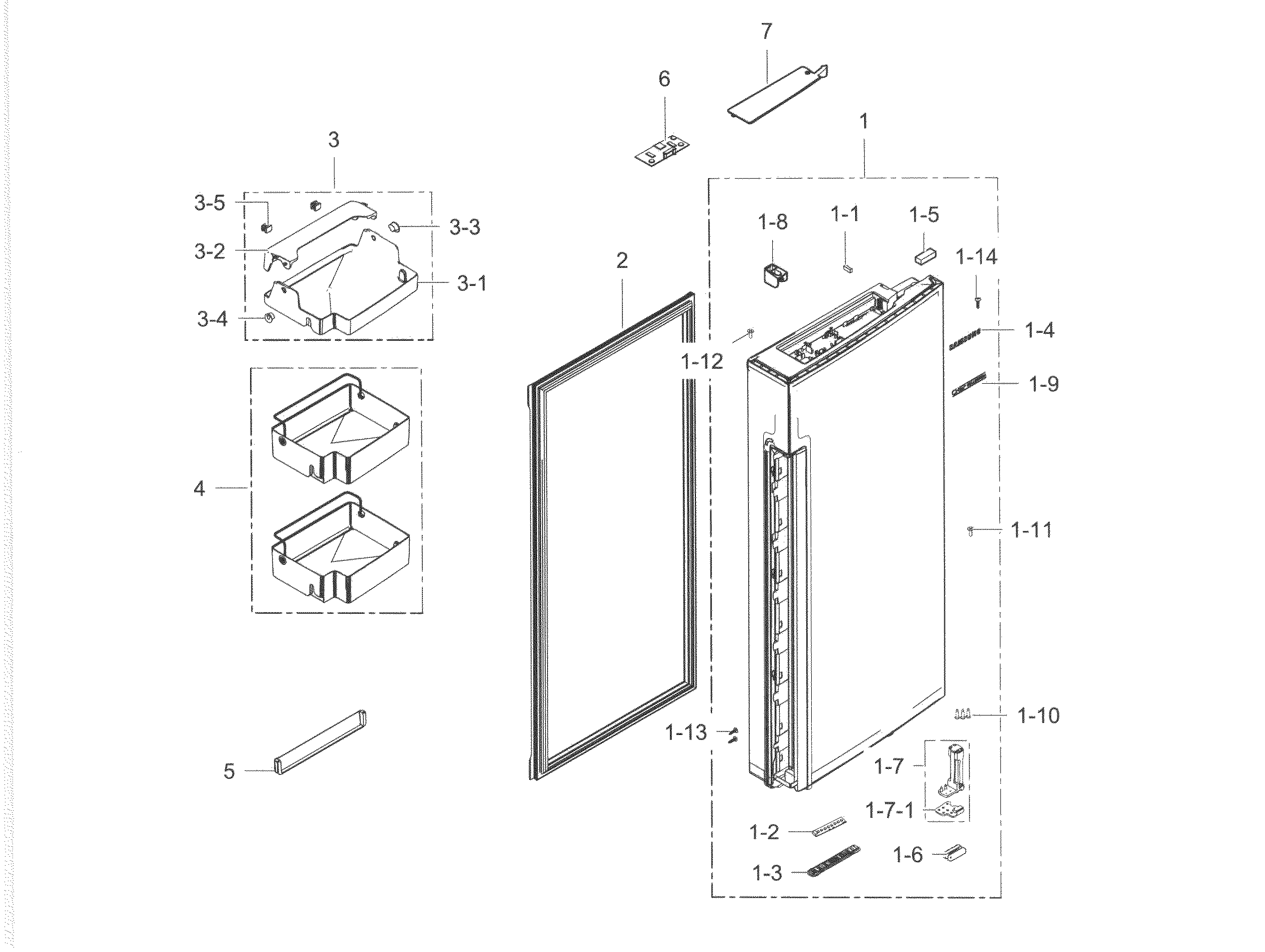 Fridge Door L Diagram and Parts List for RF34H9950S4 AA-0004 Samsung Refrigerator