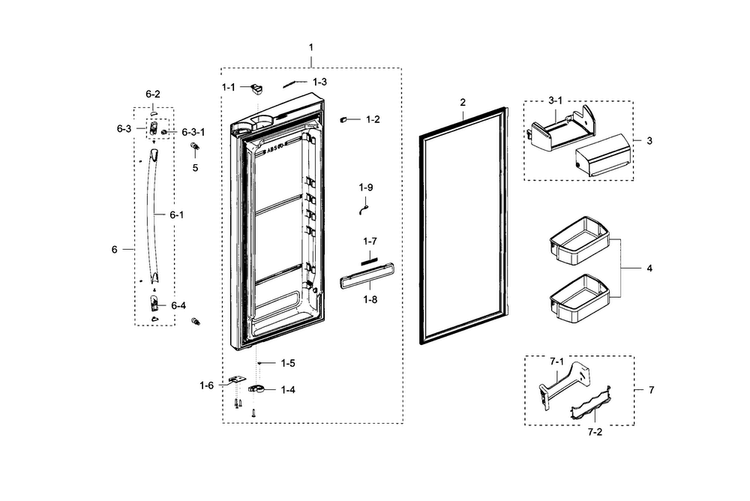 Fridge Door R Diagram and Parts List for RFG237AARS XAA-0004 Samsung Refrigerator
