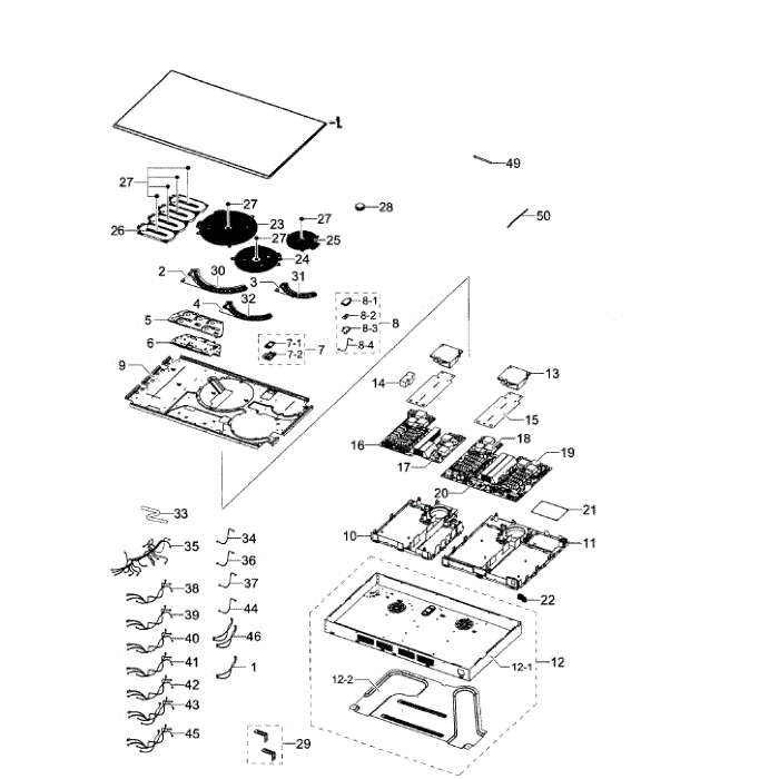 Main Assembly Diagram and Parts List for NZ36K7882US AA-00 Samsung Cooktop