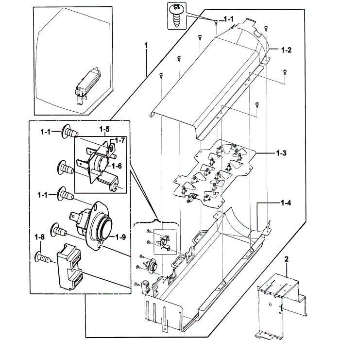 Heater Diagram and Parts List for DV218AEB XAA-00 Samsung Dryer