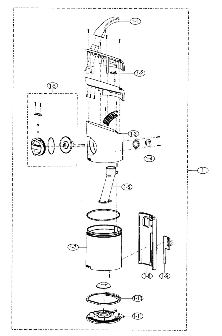 Cyclone Assy Diagram and Parts List for 40139030  Kenmore Upright Vacuum