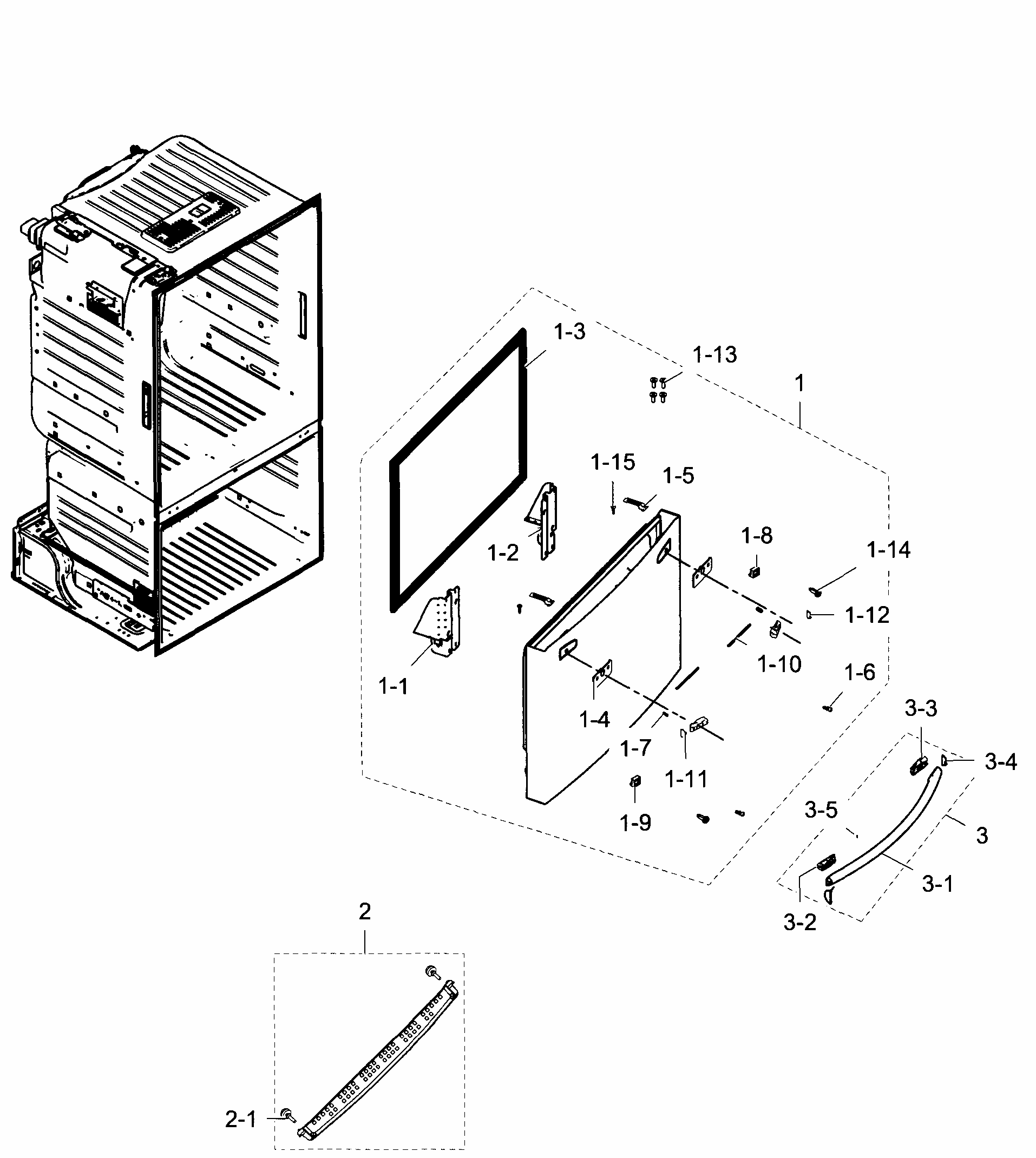 Freezer Door Diagram and Parts List for RF28HDEDPBC AA-0002 Samsung Refrigerator