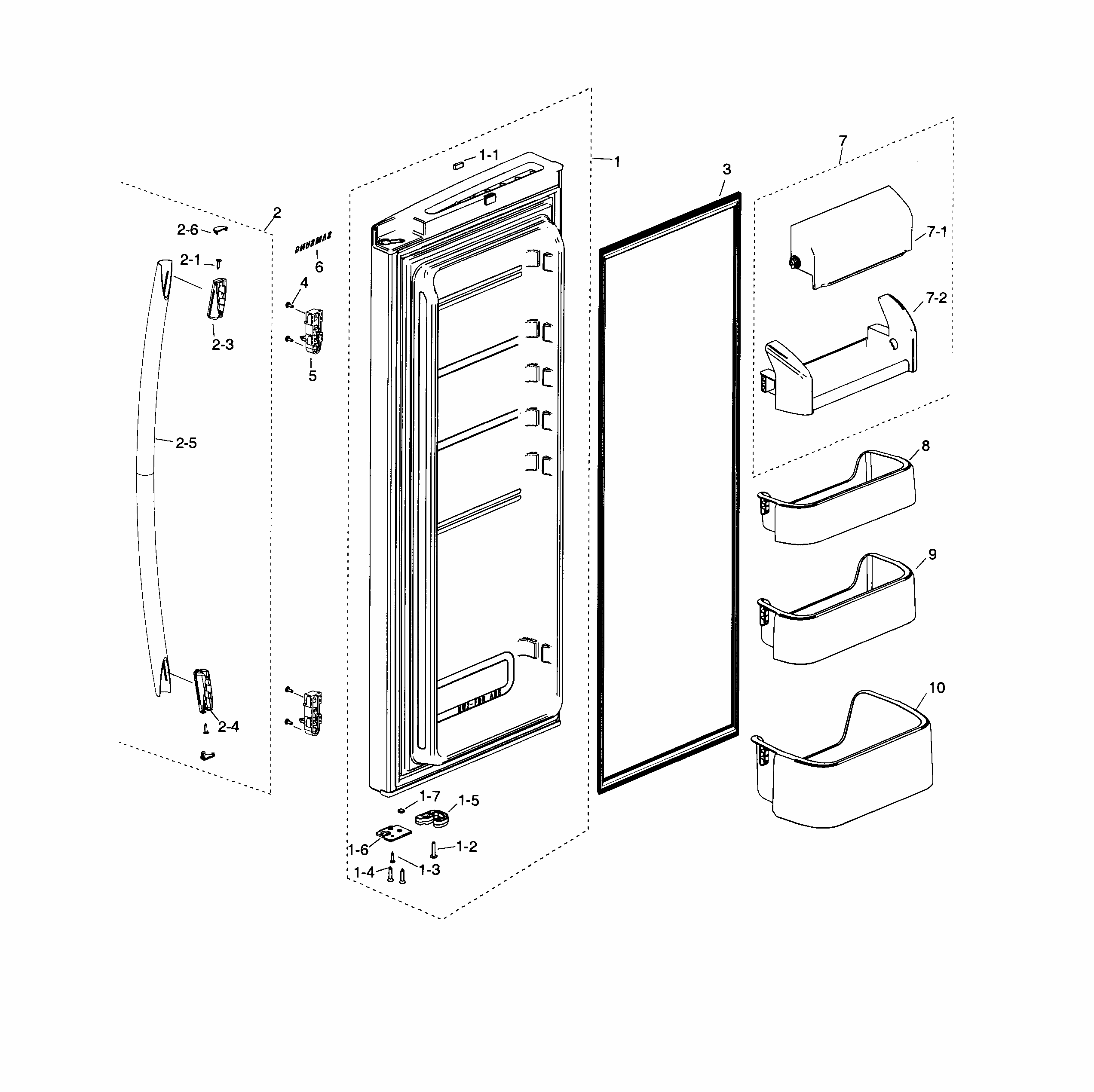 Fridge Door R Diagram and Parts List for RF18HFENBBC AA-0000 Samsung Refrigerator
