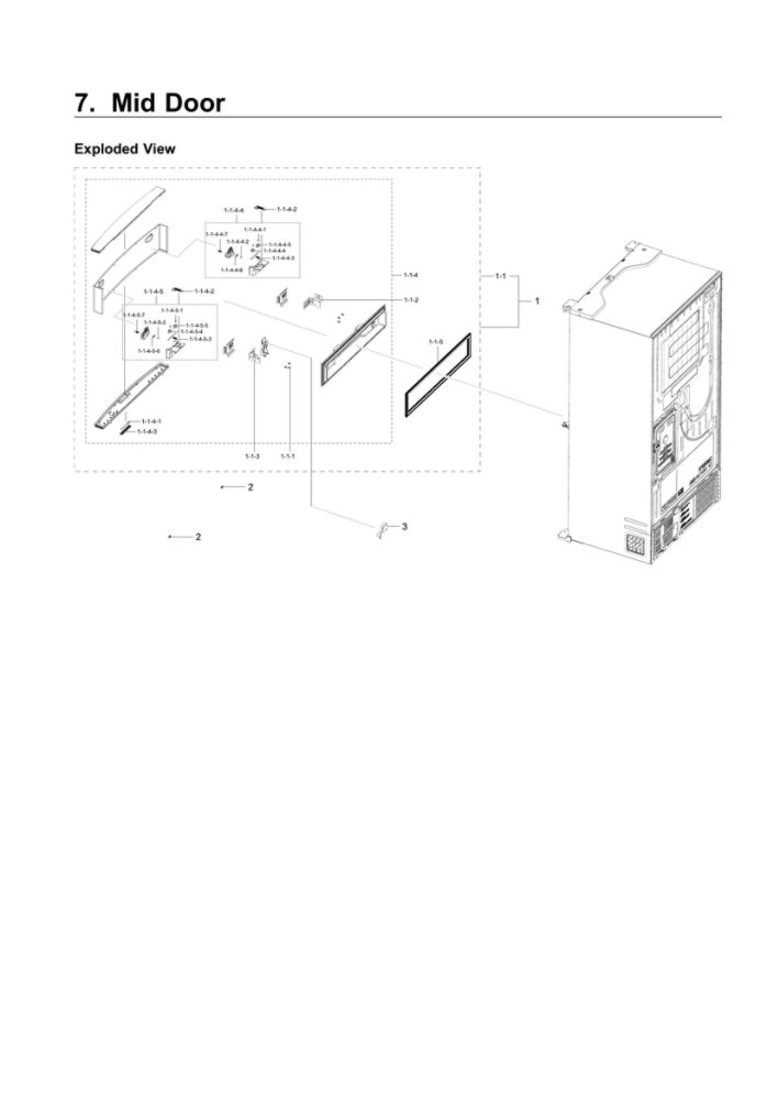 Mid Door Parts Diagram and Parts List for RF22NPEDBSR AA-03 Samsung Refrigerator