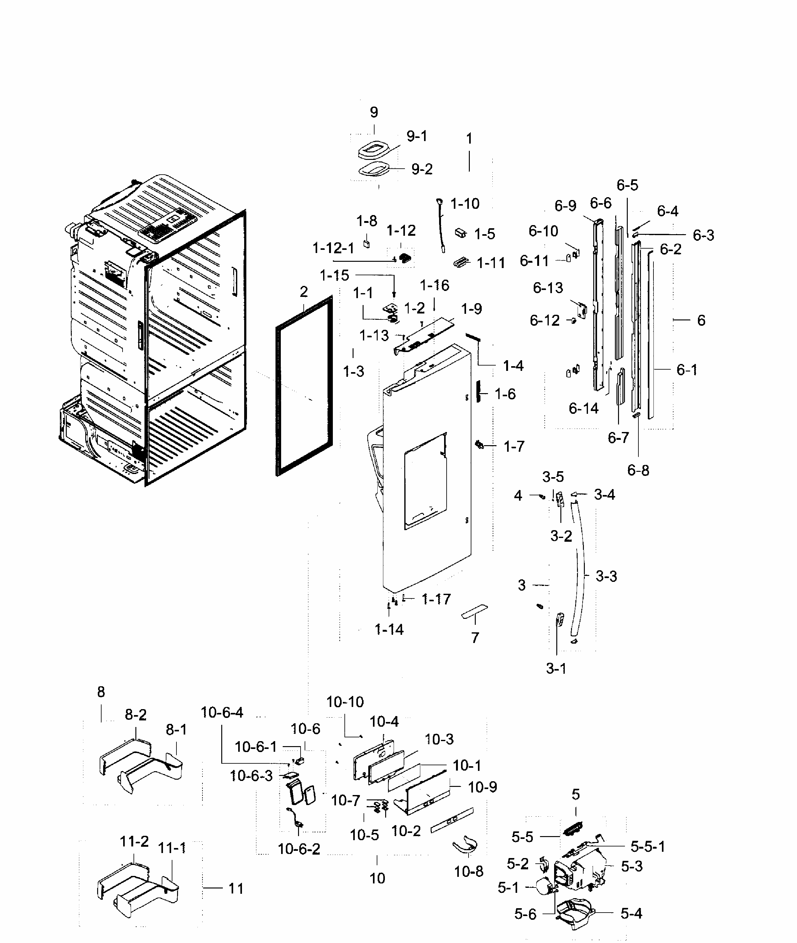 Left Door Diagram and Parts List for RF28HFEDBBC AA-0008 Samsung Refrigerator