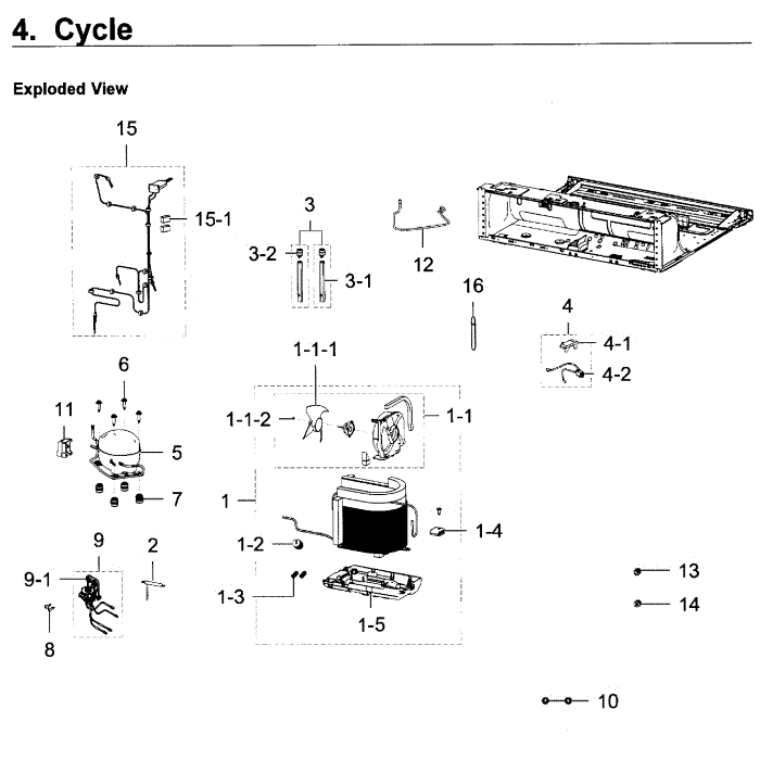 Cycle Diagram and Parts List for RF22K9381SR AA-00 Samsung Refrigerator
