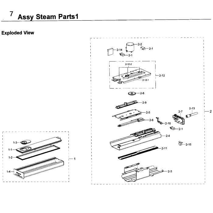 Steam 1 Diagram and Parts List for NV51K6650DS AA-00 Samsung Wall Oven