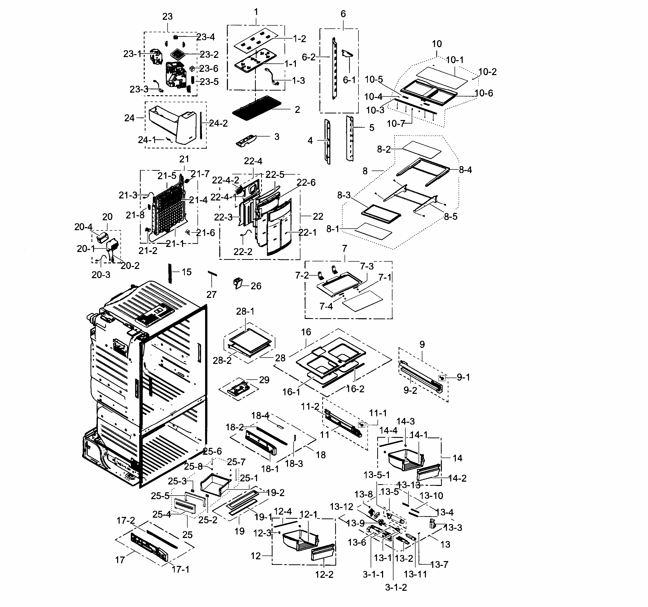 Fridge Diagram and Parts List for RF23HCEDBWW AA-0005 Samsung Refrigerator