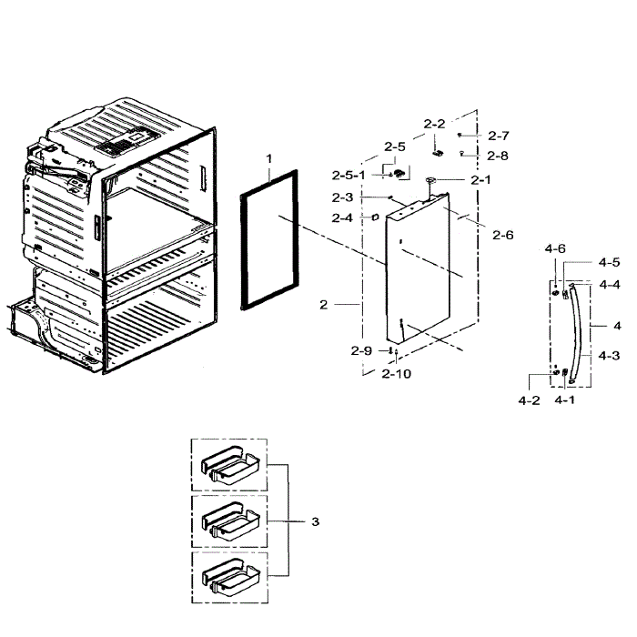 Right Door Diagram and Parts List for RF28HMEDBWW AA-05 Samsung Refrigerator