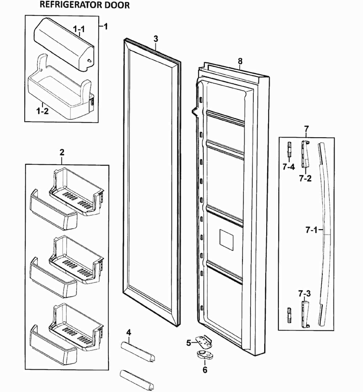 Right Door Diagram and Parts List for RS275ACWP XAA-0000 Samsung Refrigerator