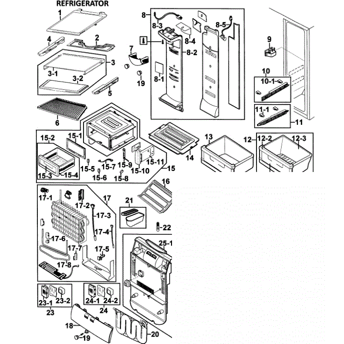 Refrigerator Diagram and Parts List for RS267LAWW XAA-00 Samsung Refrigerator