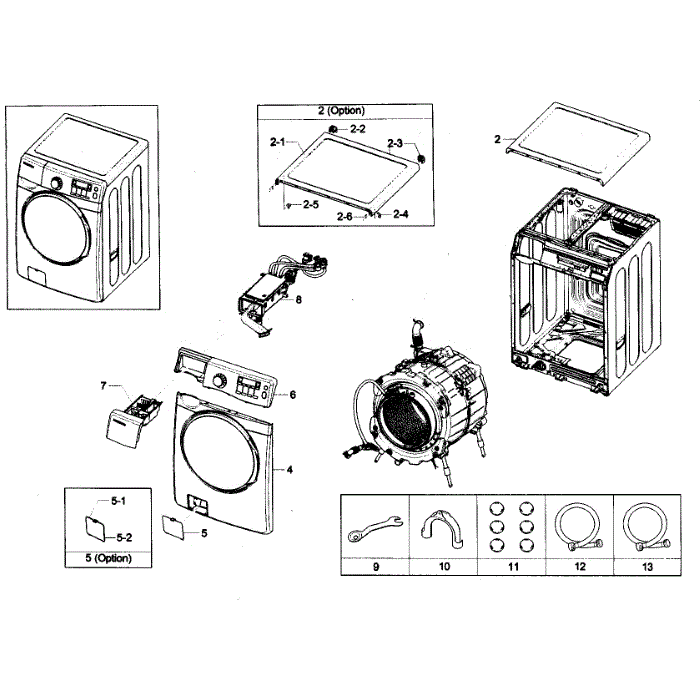 Main Assembly Diagram and Parts List for WF431ABP XAA-01 Samsung Washer