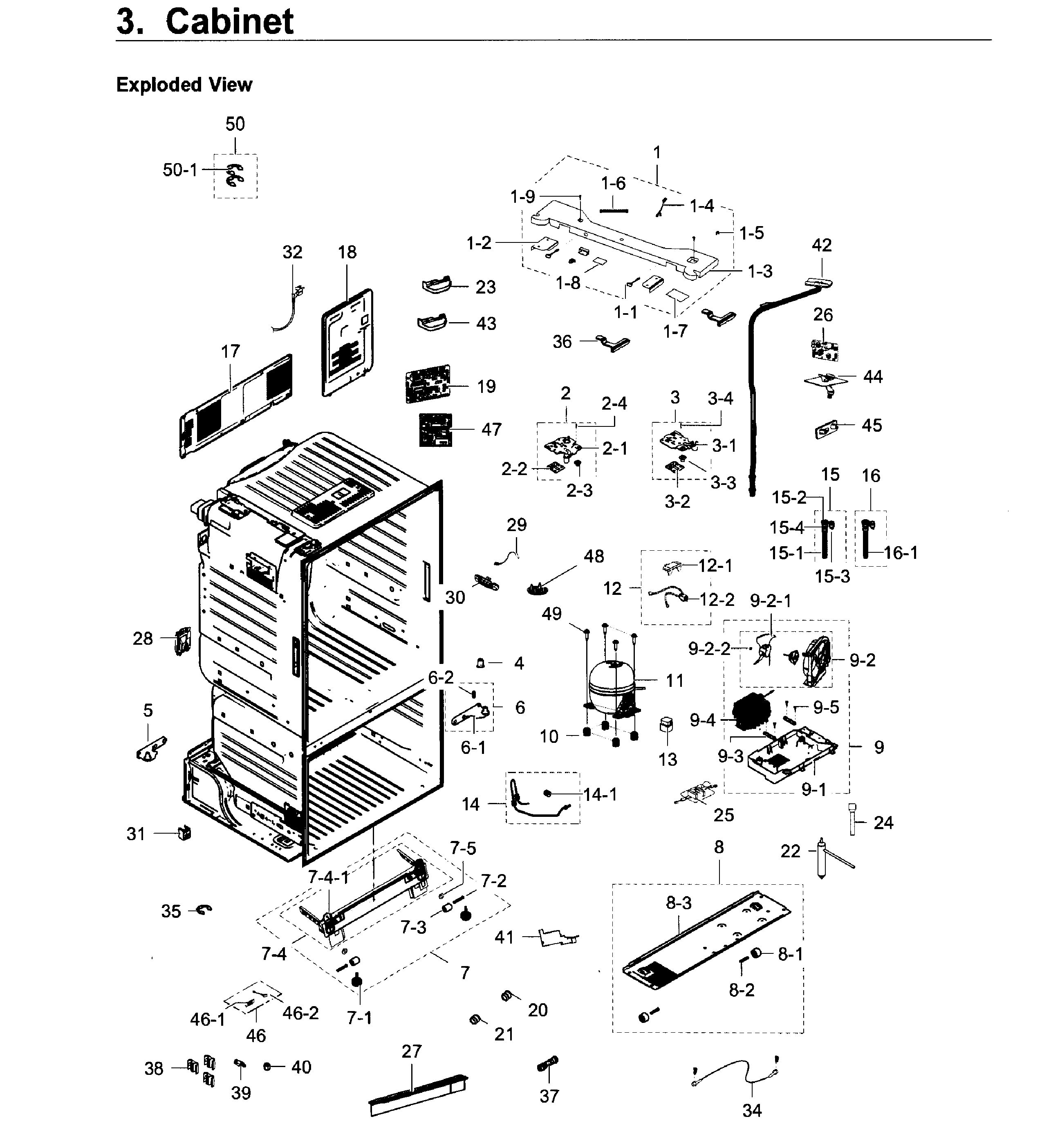 Cabinet Diagram and Parts List for RF23HCEDBSR AA-0008 Samsung Refrigerator