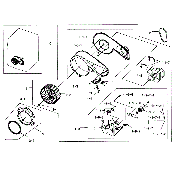 Motor Assembly Diagram and Parts List for DV448AEP XAA-02 Samsung Dryer