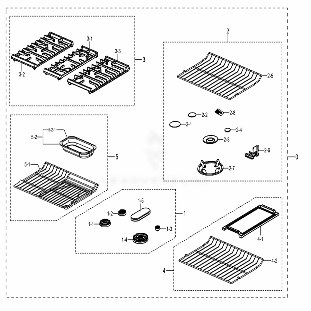 Accessory Diagram and Parts List for NX58M6650WG (AA)(0001) Samsung Range