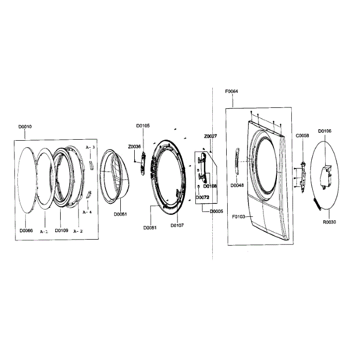Door Diagram and Parts List for WF337AAW XAA-00 Samsung Washer