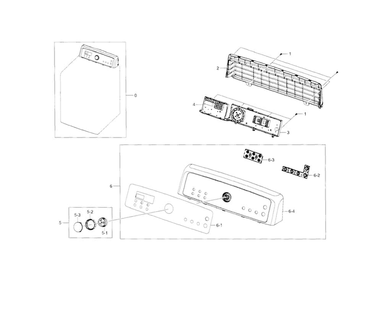 Control Panel Diagram and Parts List for DV5471AGP XAA-0005 Samsung Dryer