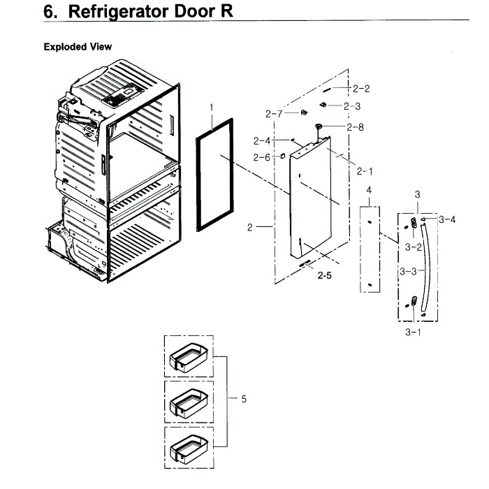 Fridge Door R Diagram and Parts List for RF4267HARS XAA-02 Samsung Refrigerator